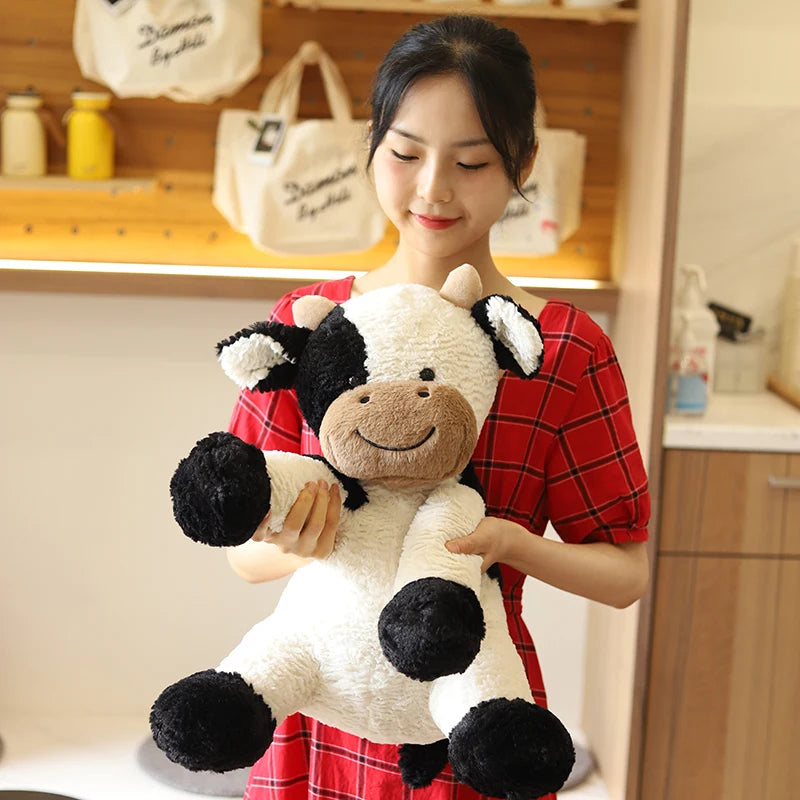 Cute Sitting Milk Cow Cartoon Plush Toy New Design Lifelike Cattle Plushie Doll Kawaii Room Decor Stuffed Toys For Children