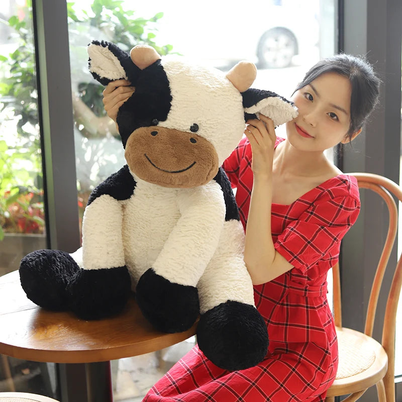 Cute Sitting Milk Cow Cartoon Plush Toy New Design Lifelike Cattle Plushie Doll Kawaii Room Decor Stuffed Toys For Children