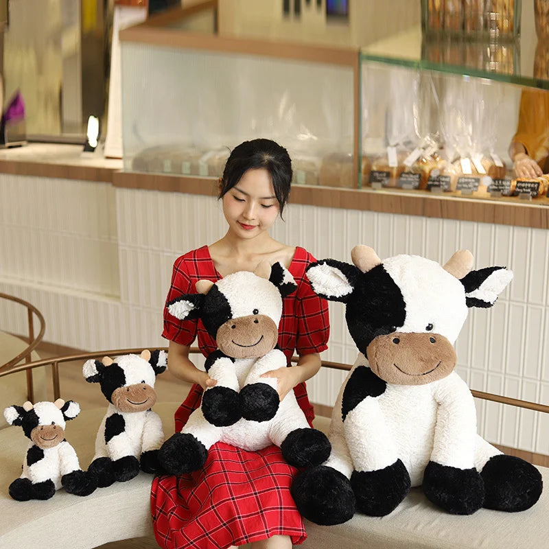 Cute Sitting Milk Cow Cartoon Plush Toy New Design Lifelike Cattle Plushie Doll Kawaii Room Decor Stuffed Toys For Children