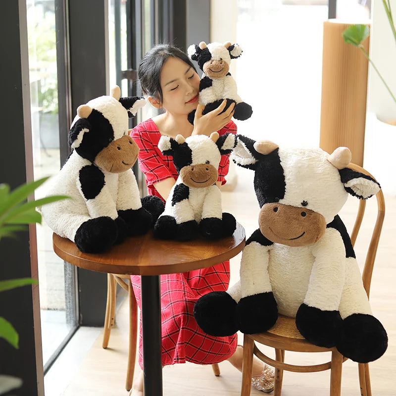 Cute Sitting Milk Cow Cartoon Plush Toy New Design Lifelike Cattle Plushie Doll Kawaii Room Decor Stuffed Toys For Children