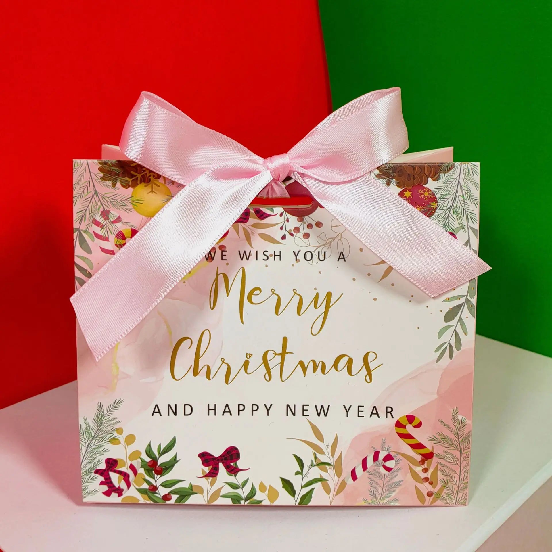 Christmas Gift Paper Bags Transparent Window For Candy Cookie Nougat Packaging Xmas New Year Party Decora