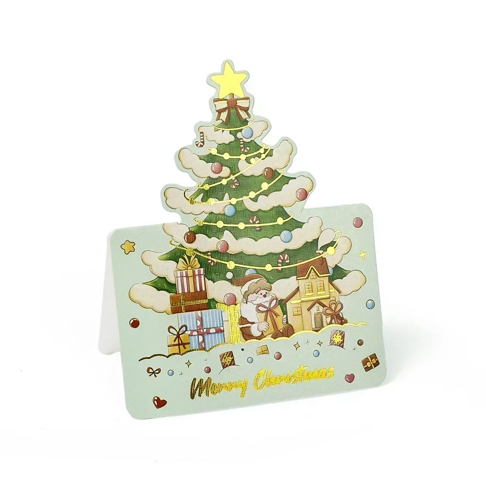 Christmas Cards Greeting Invitations Foldable Bronzing Gifts Letter Home Xmas Party Envelope Decoration Accessories Wholesale