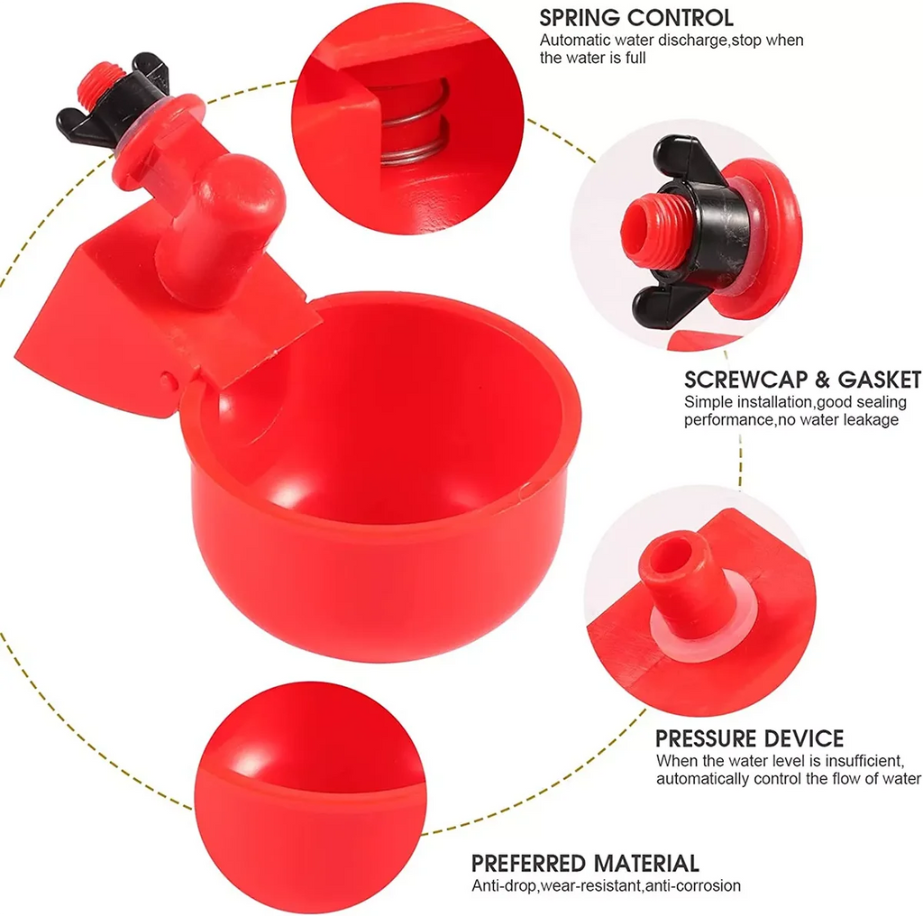 20Pc Chicken Drinker Cup Poultry Automatic Drinking Chicken Feeder Plastic Poultry Waterer Drinking Water Feeder for Chicks Duck