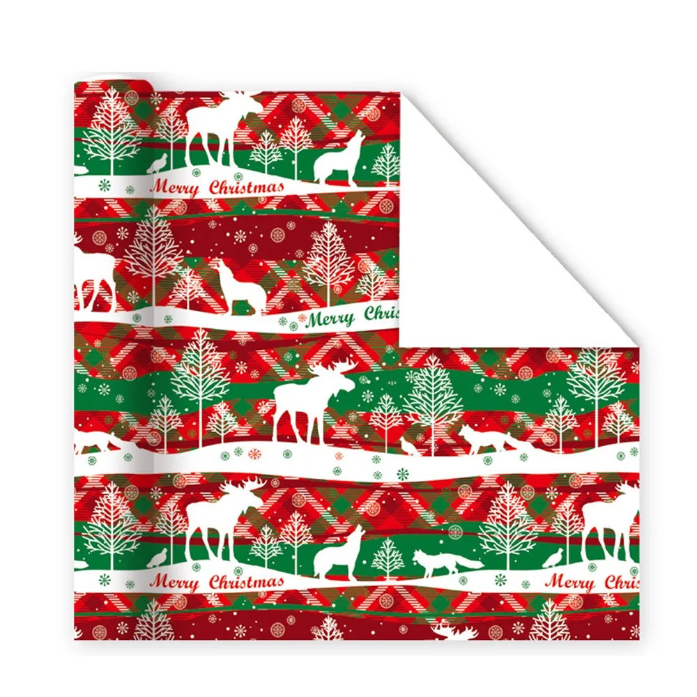 Happy New Year Roll Christmas Packaging Paper 2025 Santa Claus DIY Craft Paper Christmas Tree Navidad Gift Wrapping Paper