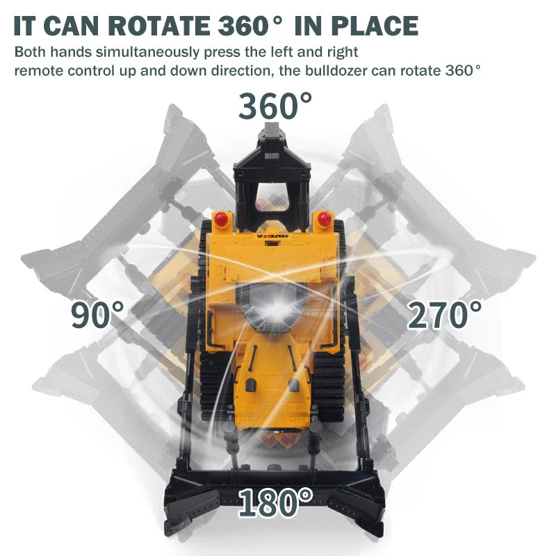 HUINA 1554 1:16 RC Truck Model Remote Controlled Bulldozer D9R 1:18 Alloy Tractor Cars Engineering Cars Trucks Toys Boys Gifts