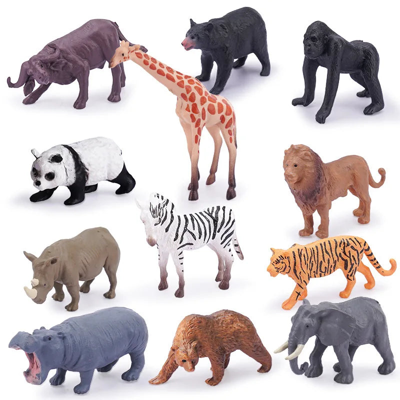 Realistic Safari Animal Figurines Simulation Model Mini Farm Woodland Animal for Kids Party Favor Preschool Educational Toy Gift