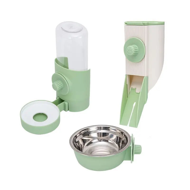 Dog Bowl, Removable Stainless Steel Pet Kennel Hanging Food Water Feeder Bowl Cage Coop Cup for Puppy Medium Dog Cat Rabbit