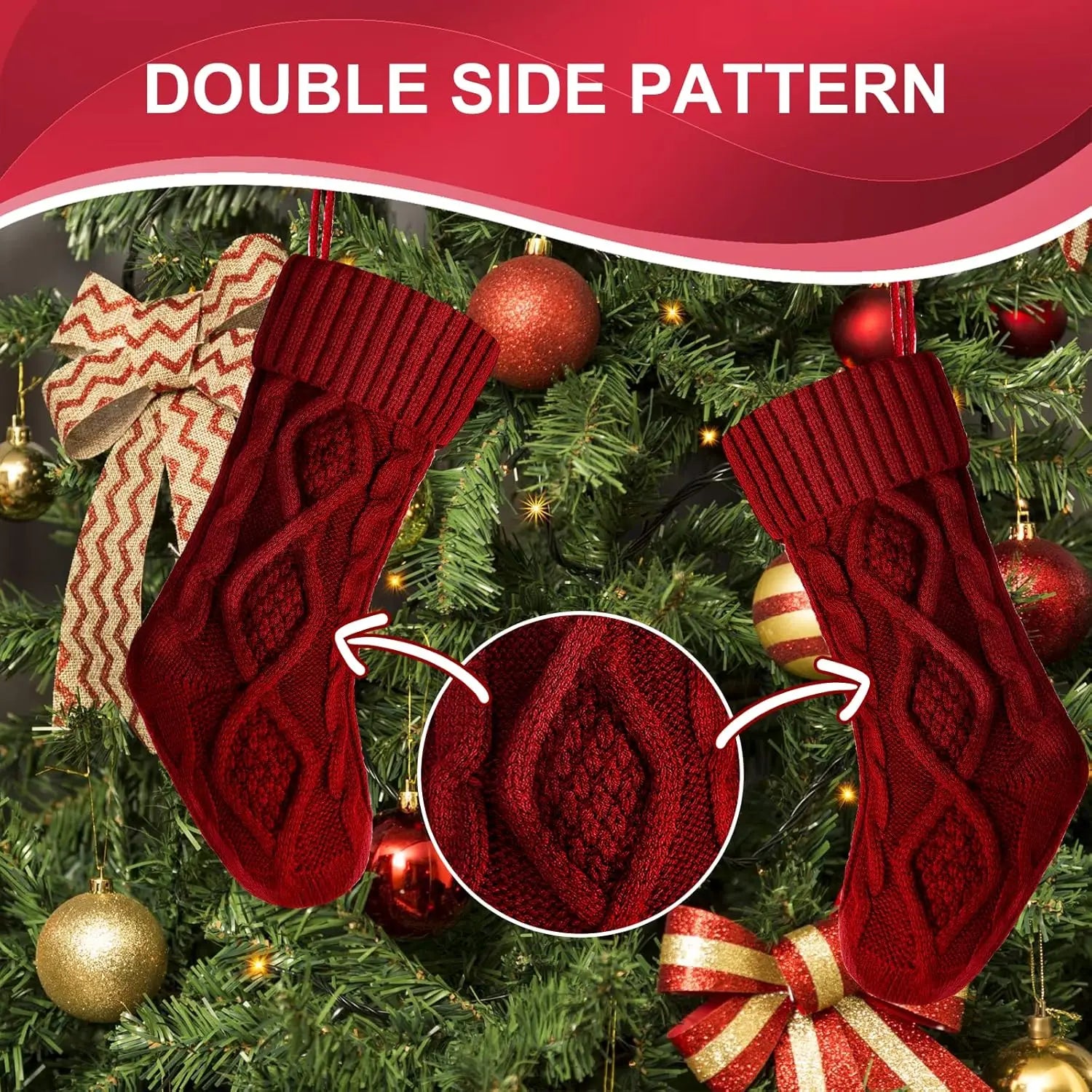 Christmas Fun Stockings For Kids Large Size Cable Knit Stocking Christmas Decorations Gife For Family Party