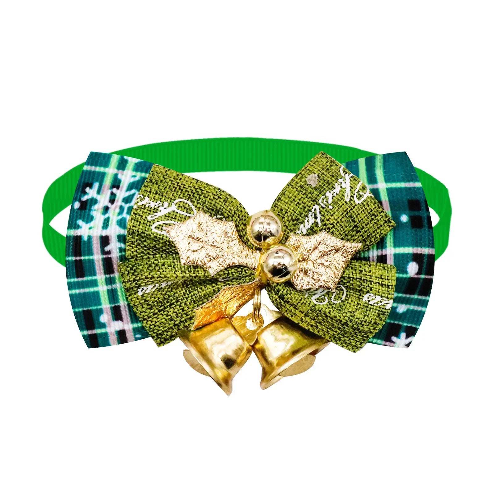 New Christmas Pet Collar with Bell - Festive Red & Plaid Bow Tie, Durable Fabric Pet Collar for Cats & Dogs