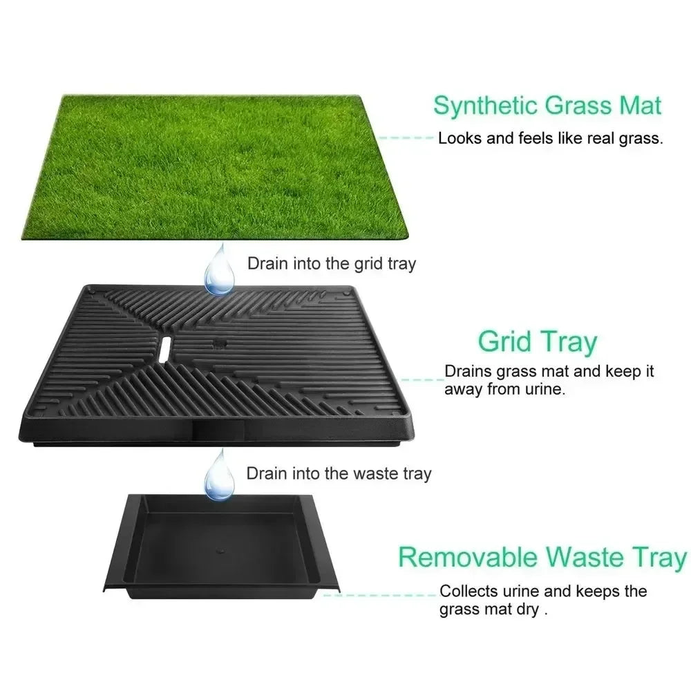 Pet Dog Toilet Portable Dog Potty Pan Anti-Splash 3 Layer Synthetic Grass Mesh Tray Toilet Puppy Kitten Urine Cleaning Tool