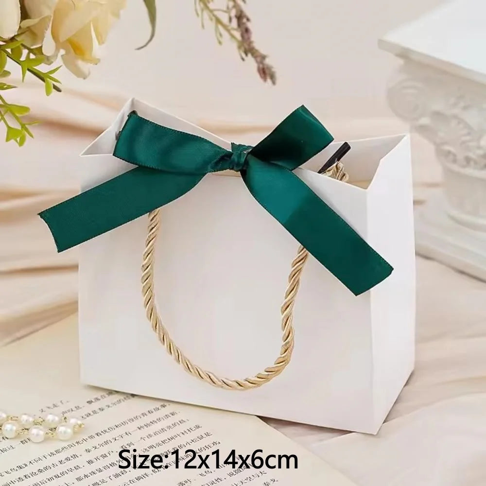 Christmas Gift Paper Bags Transparent Window For Candy Cookie Nougat Packaging Xmas New Year Party Decora