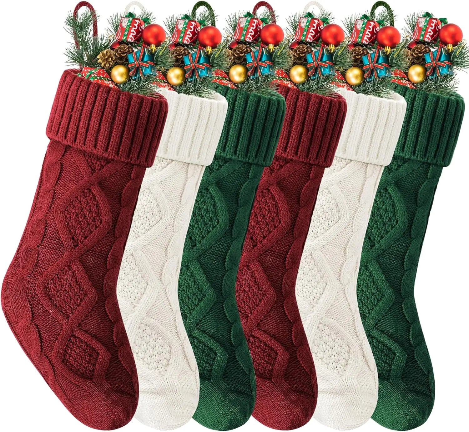 Christmas Fun Stockings For Kids Large Size Cable Knit Stocking Christmas Decorations Gife For Family Party