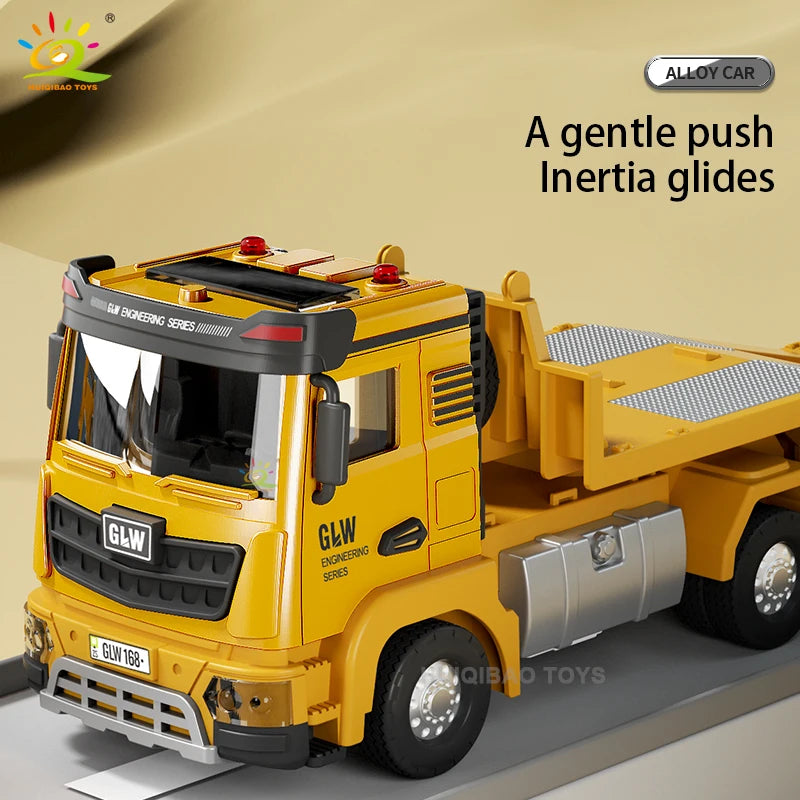 1:40 Scale Die-Cast Tow Truck Model with Excavator and Bulldozer Inertia-Driven with Sound and Light Effects Boys' Toy Gift