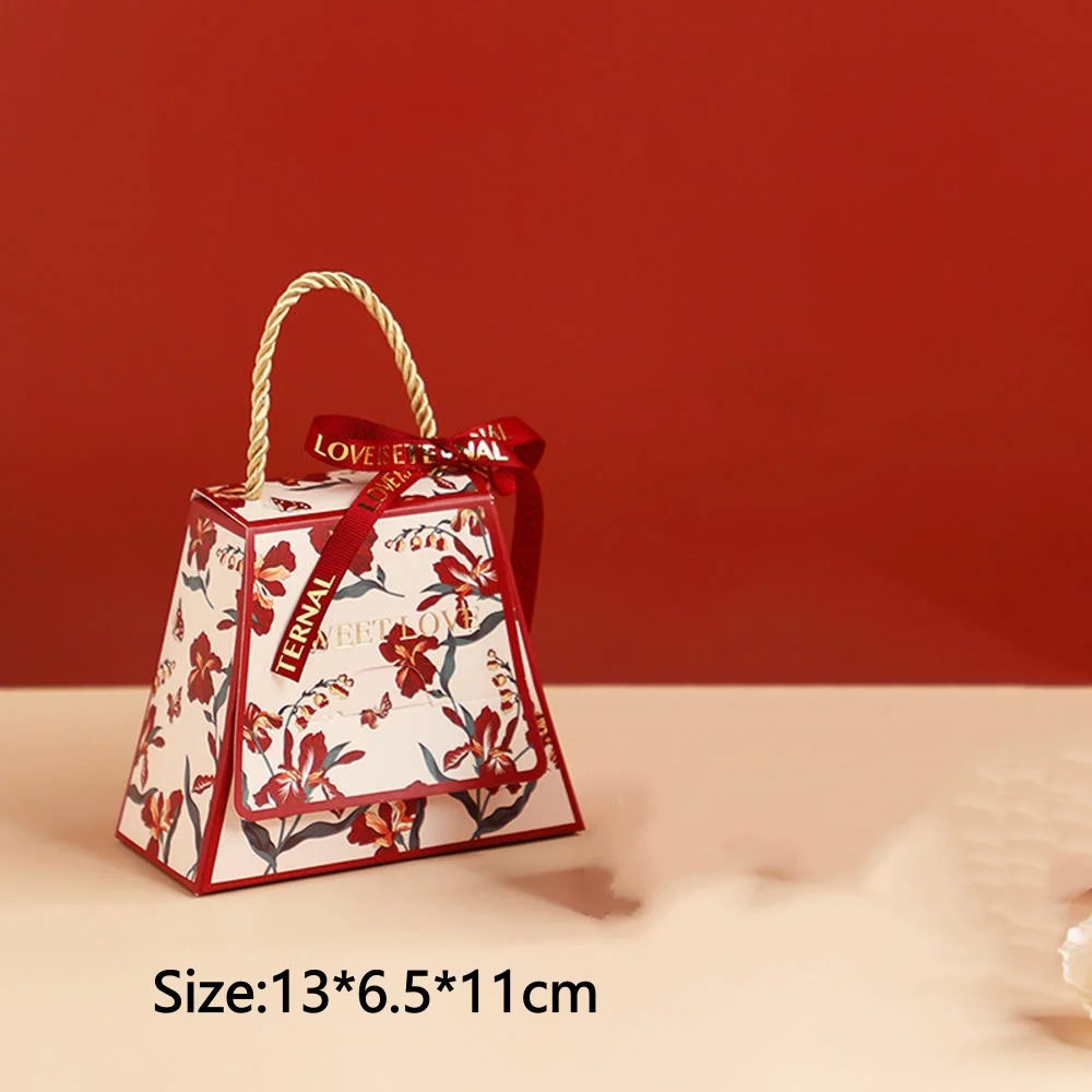 Christmas Gift Paper Bags Transparent Window For Candy Cookie Nougat Packaging Xmas New Year Party Decora