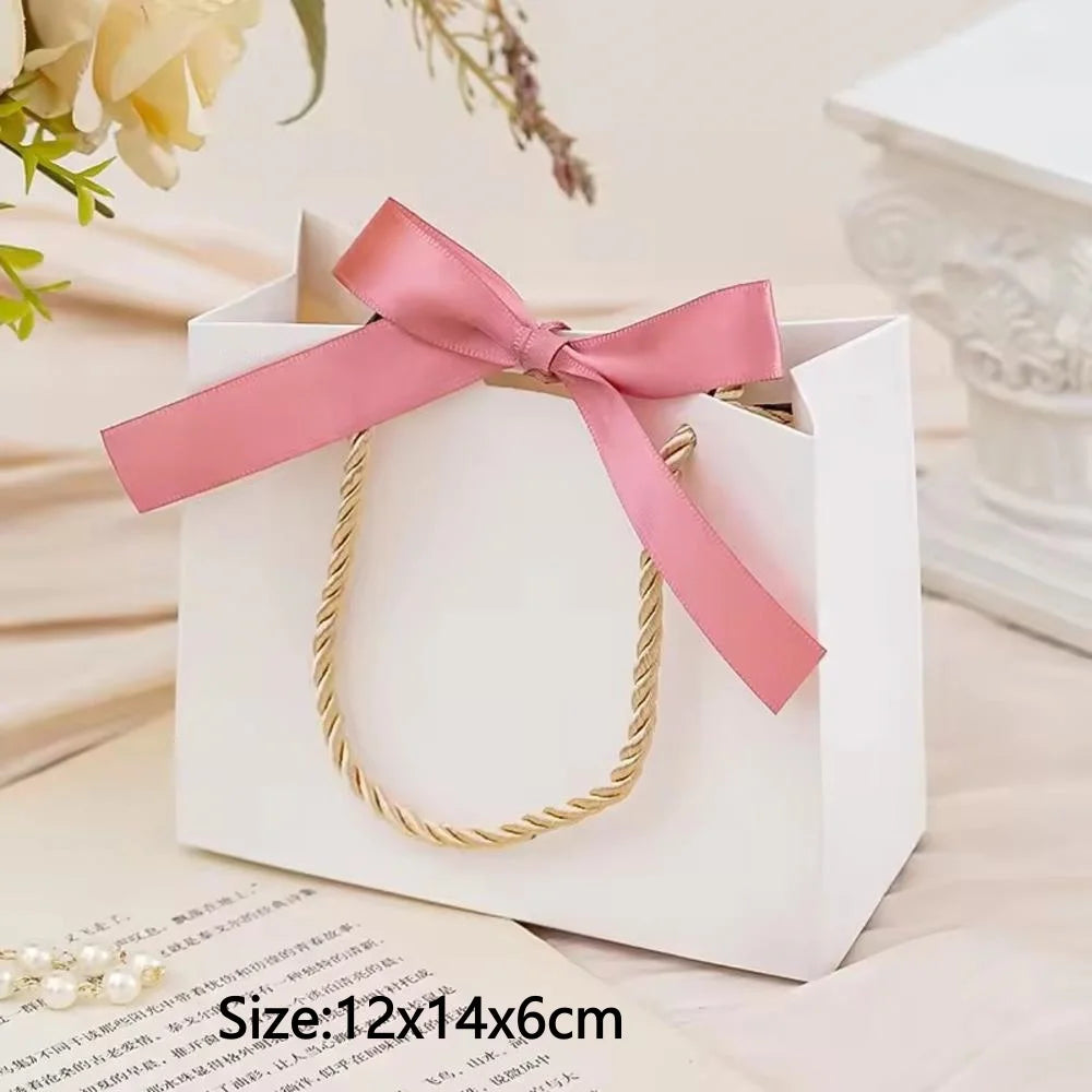 Christmas Gift Paper Bags Transparent Window For Candy Cookie Nougat Packaging Xmas New Year Party Decora