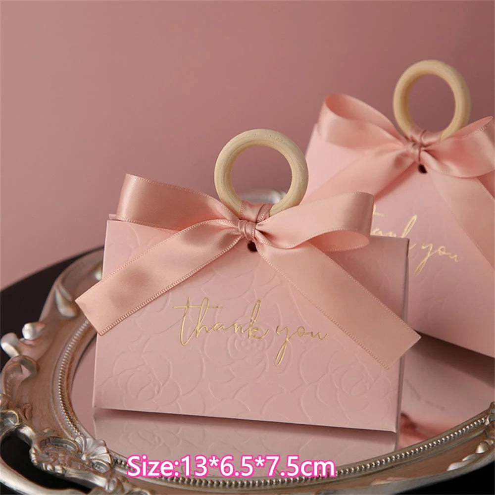 Christmas Gift Paper Bags Transparent Window For Candy Cookie Nougat Packaging Xmas New Year Party Decora