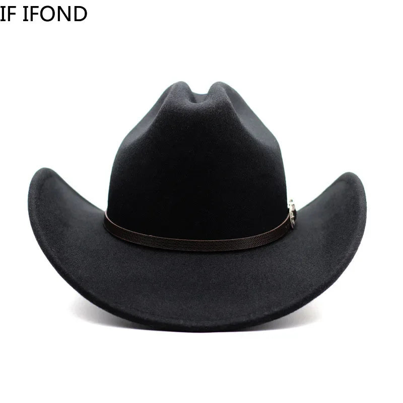 Vintage Western Cowboy Hat for Men Women with Shapeable Wide Brim Cowgirl Felt Hat Cloche Church Sombrero Hombre Caps