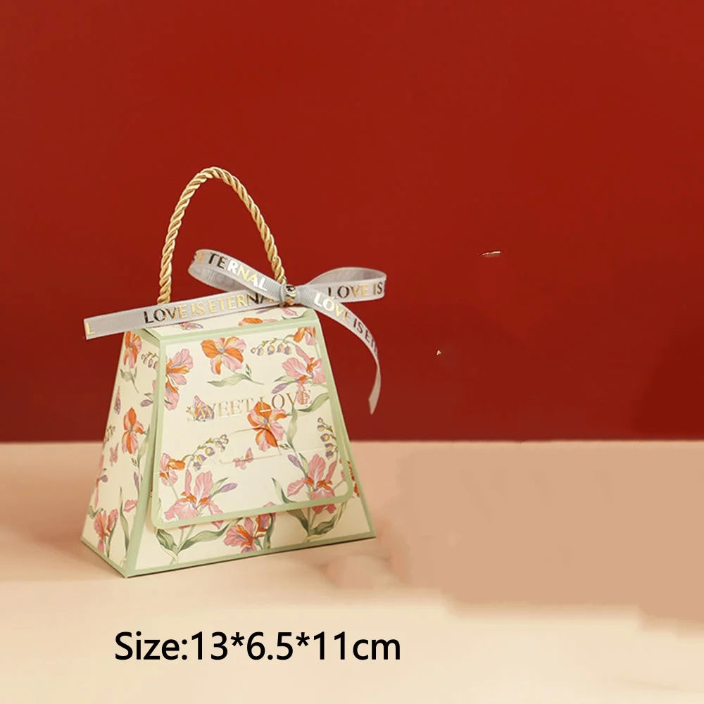 Christmas Gift Paper Bags Transparent Window For Candy Cookie Nougat Packaging Xmas New Year Party Decora