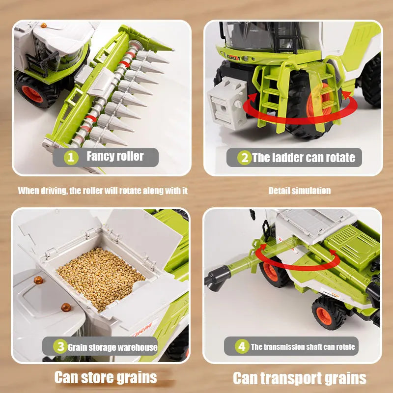 1/24 Farm Grain Harvester Model Lighting/Spray Multi-functional Farmer RC Cars Toys Wheat/corn Crop Harvester Children Gifts