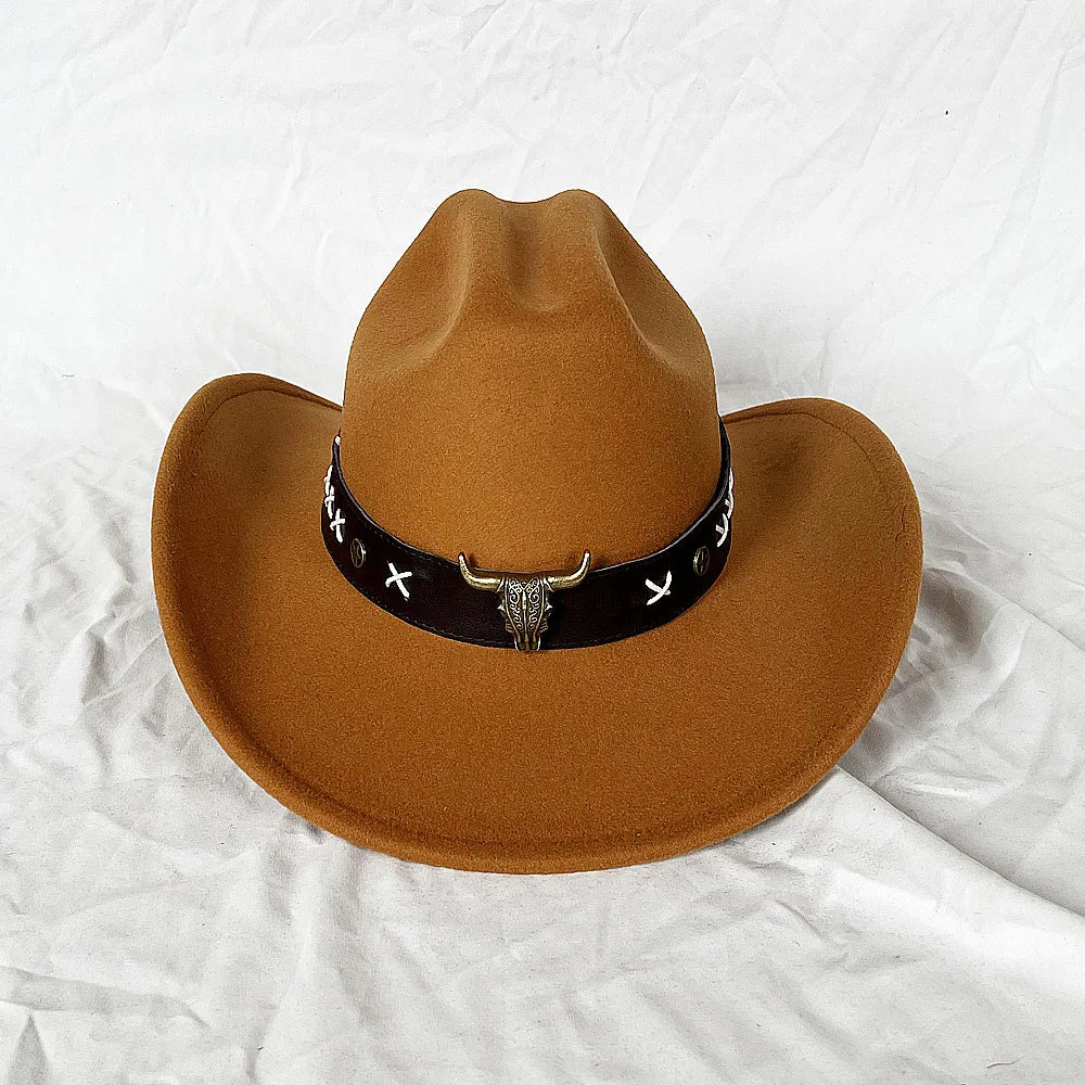 Vintage Western Cowboy Hat for Men Women with Shapeable Wide Brim Cowgirl Felt Hat Cloche Church Sombrero Hombre Caps