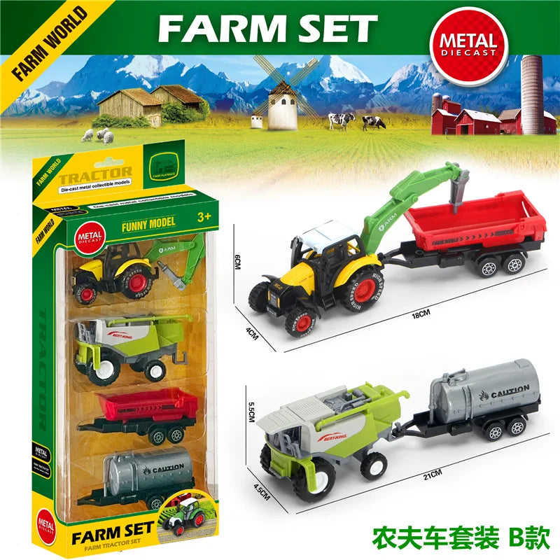 Alloy Farmer's Car Model Harvester Tractor Farm Toy Car Car Model Children's Gift