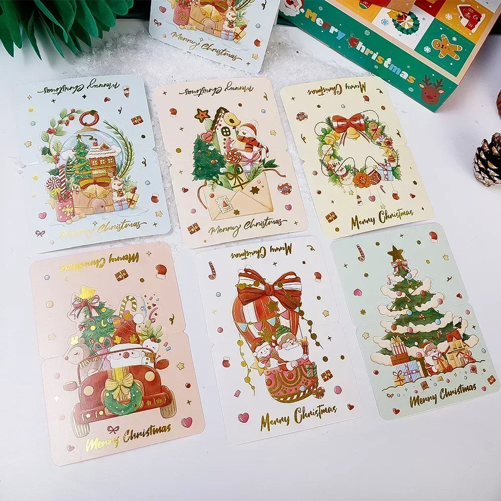 Christmas Cards Greeting Invitations Foldable Bronzing Gifts Letter Home Xmas Party Envelope Decoration Accessories Wholesale