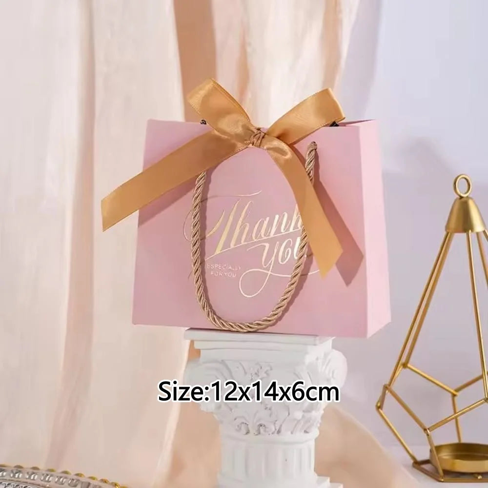 Christmas Gift Paper Bags Transparent Window For Candy Cookie Nougat Packaging Xmas New Year Party Decora