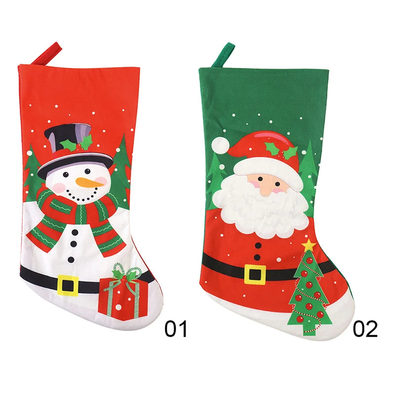 1Pcs 45cm Christmas Stockings Classic Large Stockings Santa Claus Snowman for Home Family Party Xmas Decor 2025 New Year Gifts
