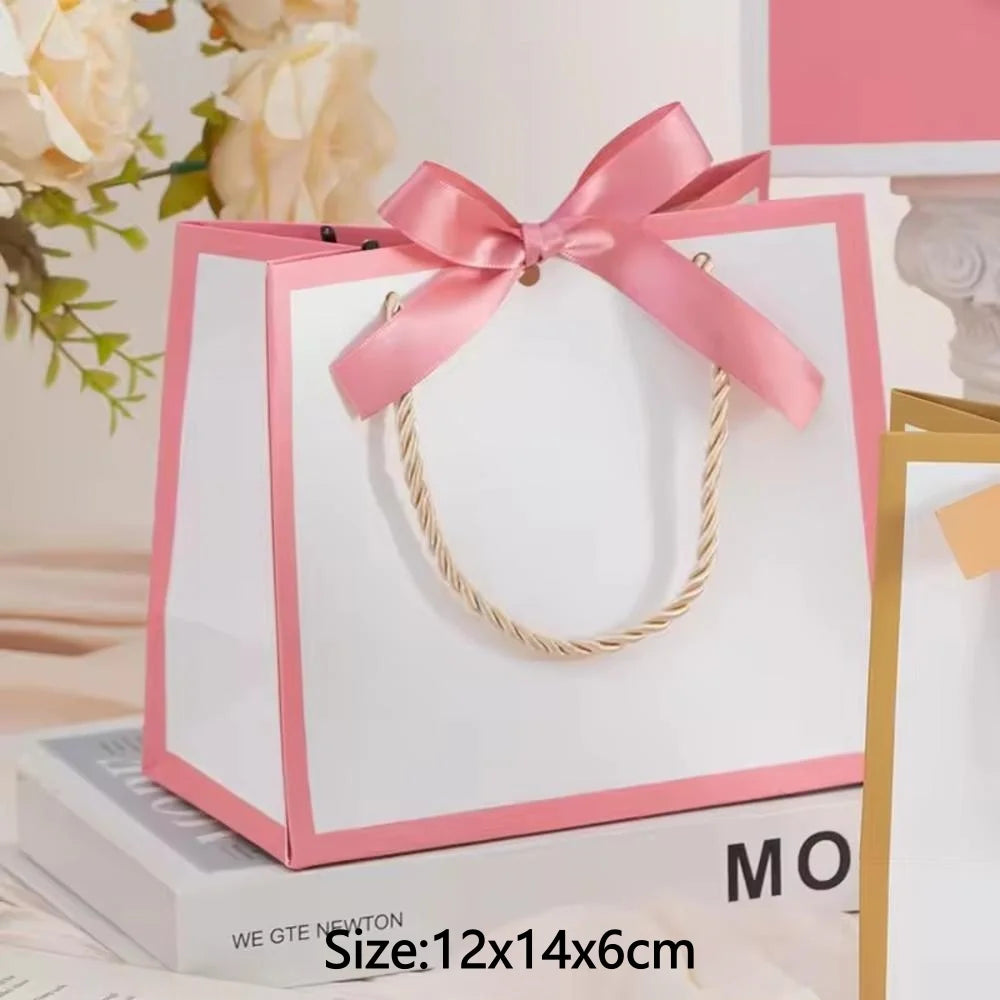 Christmas Gift Paper Bags Transparent Window For Candy Cookie Nougat Packaging Xmas New Year Party Decora