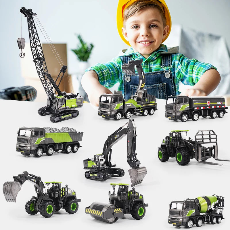 1/50 Model Car Bulldozer Truck Excavator Crane Forklift Construction Engineering Vehicle Toys for Boys Children Educational Toys