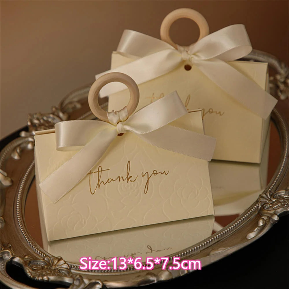 Christmas Gift Paper Bags Transparent Window For Candy Cookie Nougat Packaging Xmas New Year Party Decora