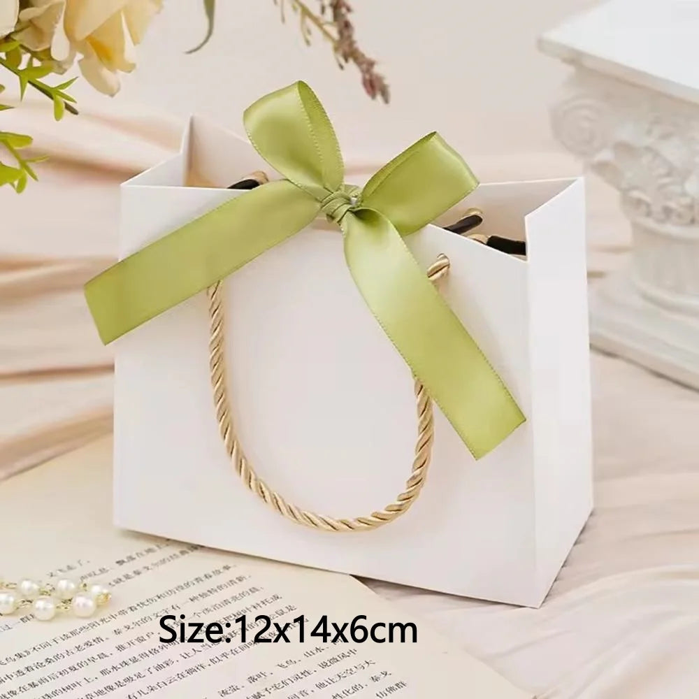 Christmas Gift Paper Bags Transparent Window For Candy Cookie Nougat Packaging Xmas New Year Party Decora