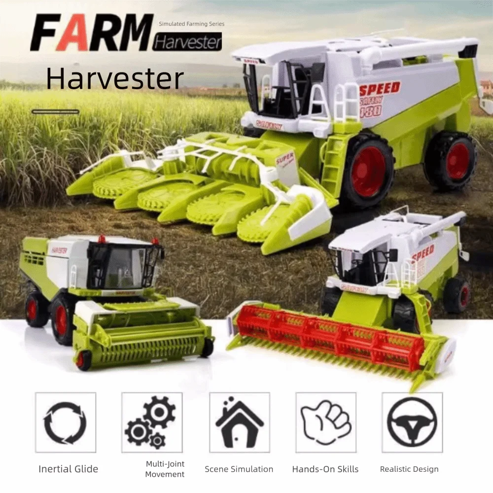 High Simulation Farm Tractor Toy Movable Joint Fall Resistance Harvester Truck Model Inertial Driving Educational Farm Truck Toy