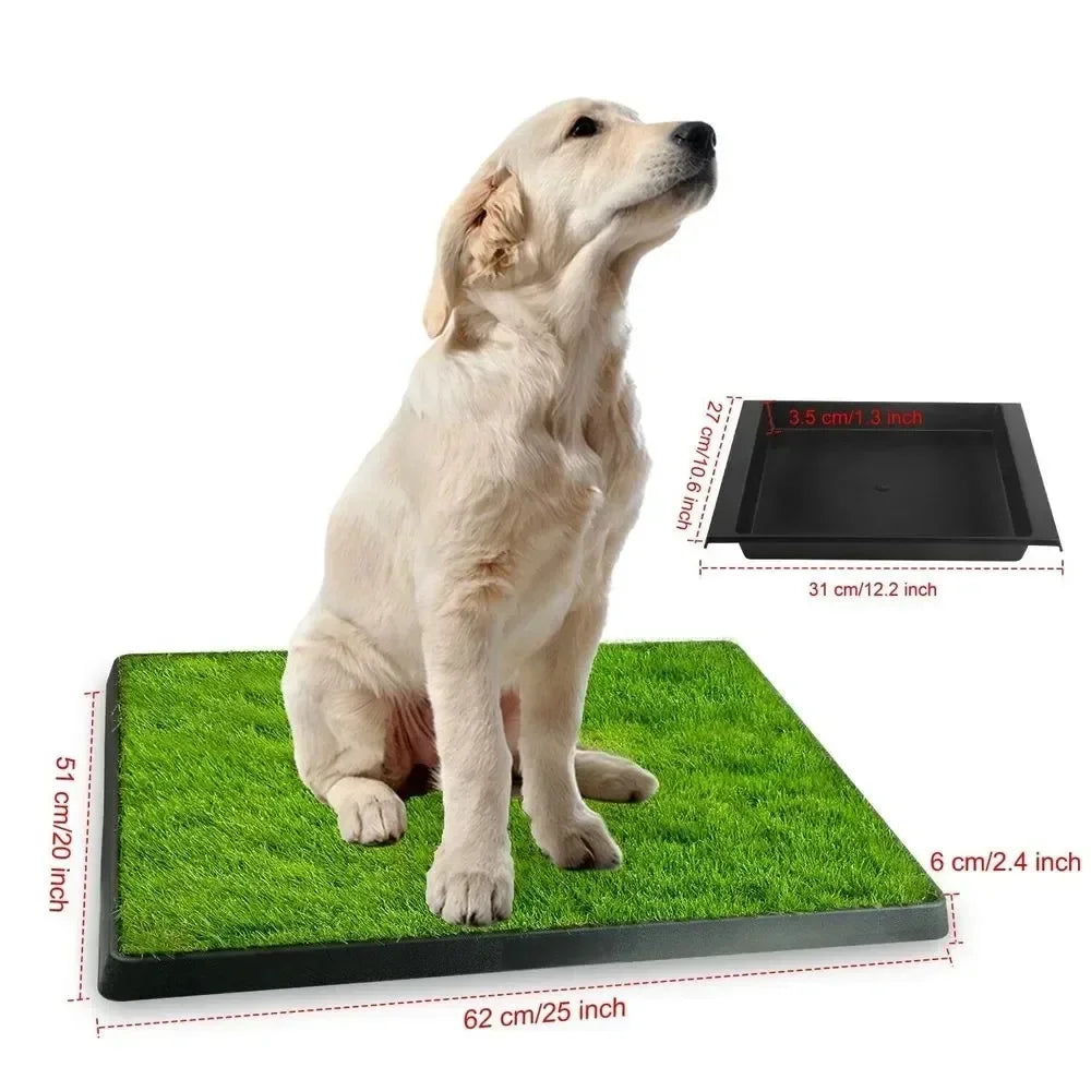 Pet Dog Toilet Portable Dog Potty Pan Anti-Splash 3 Layer Synthetic Grass Mesh Tray Toilet Puppy Kitten Urine Cleaning Tool