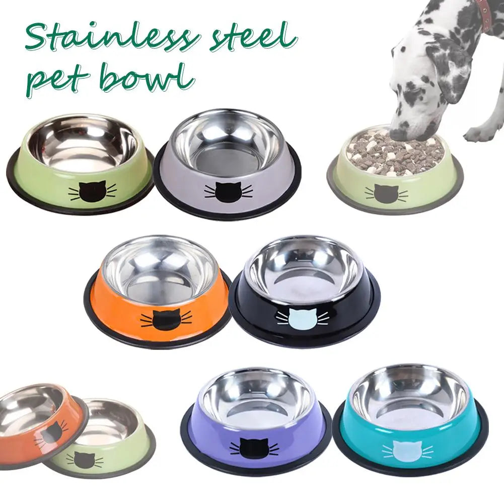Pet Dog Cat Bowl Dog Water Bowl with Non-Slip Rubber Base, Metal Insulated Stainless Steel Cat Bowls, Double Wall Cat Bowl