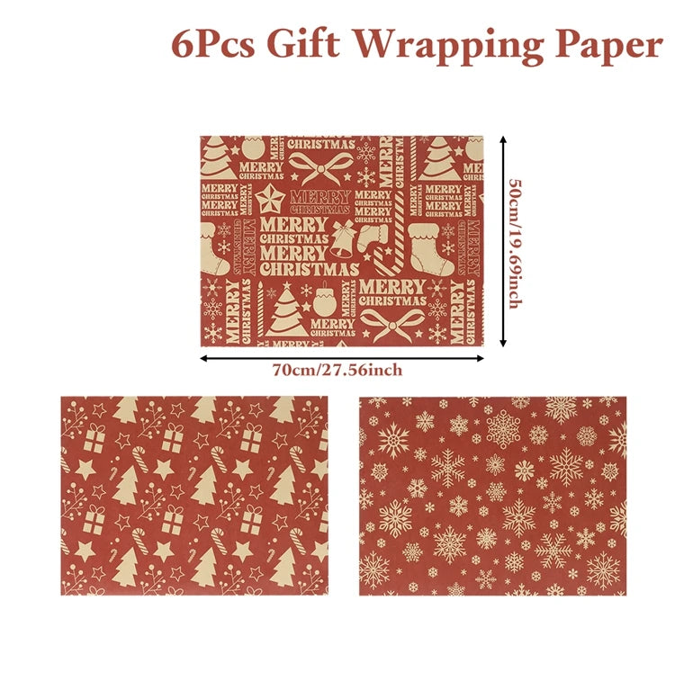 Christmas Wrapping Paper 50*70cm Christmas Kraft Paper Gift Wrap with Snowflake for Xmas Party Gift Packing DIY Crafts Papers