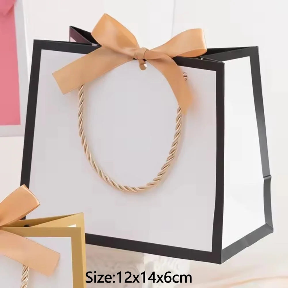 Christmas Gift Paper Bags Transparent Window For Candy Cookie Nougat Packaging Xmas New Year Party Decora
