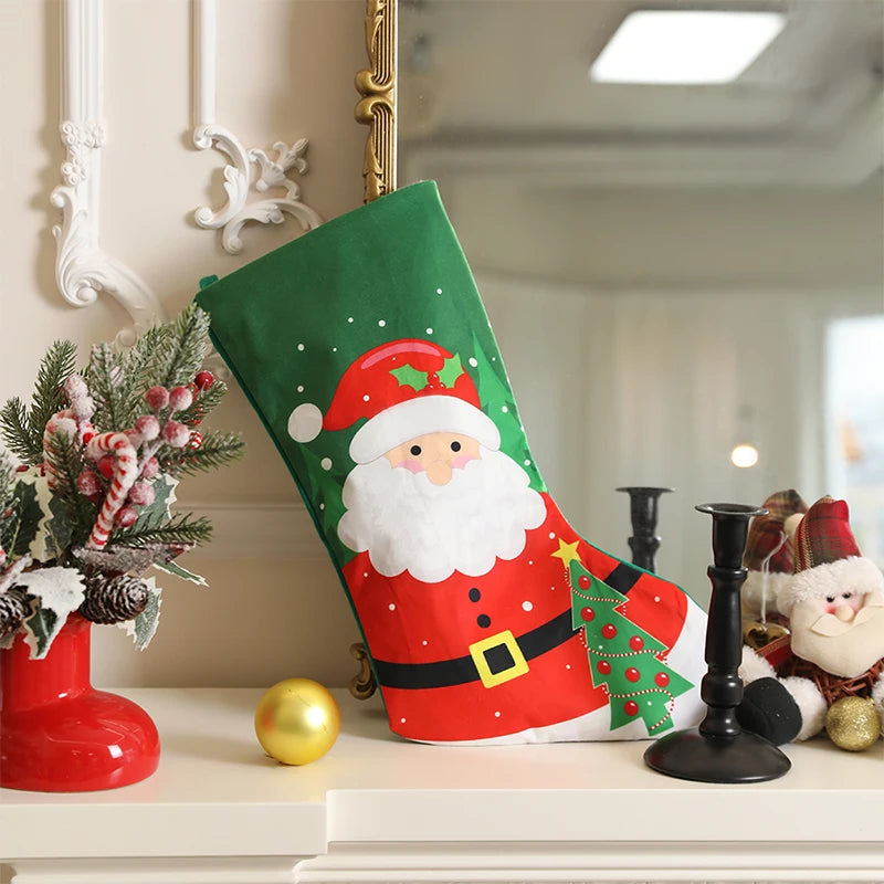 1Pcs 45cm Christmas Stockings Classic Large Stockings Santa Claus Snowman for Home Family Party Xmas Decor 2025 New Year Gifts