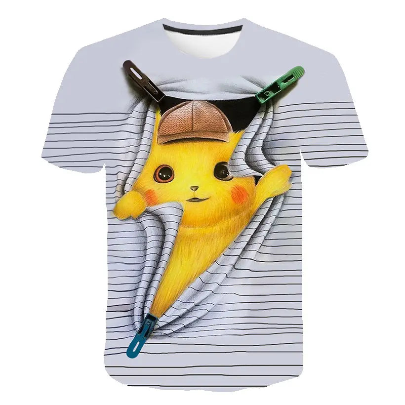 2025 Japanese anime Pok é mon cartoon children's top T-shirt short sleeved boy and girl Pikachu cartoon top