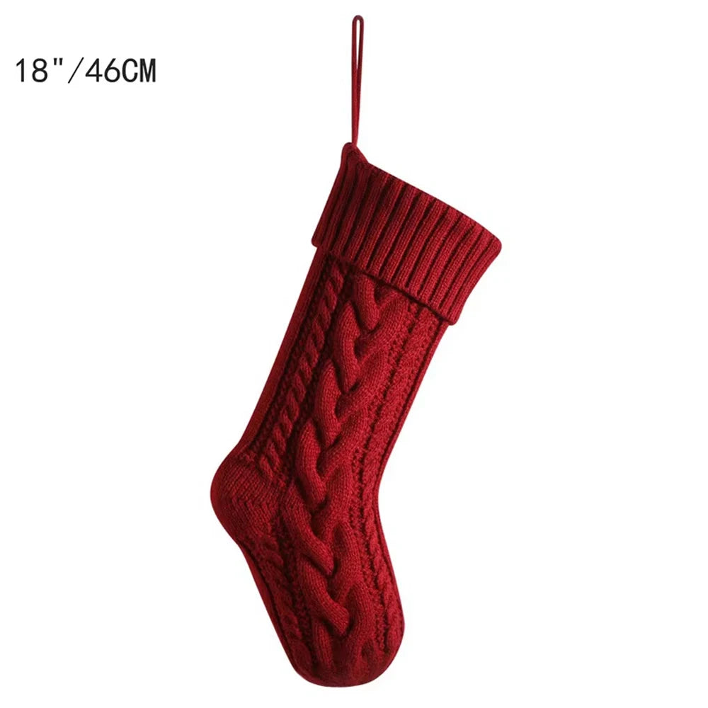 Christmas Fun Stockings For Kids Large Size Cable Knit Stocking Christmas Decorations Gife For Family Party