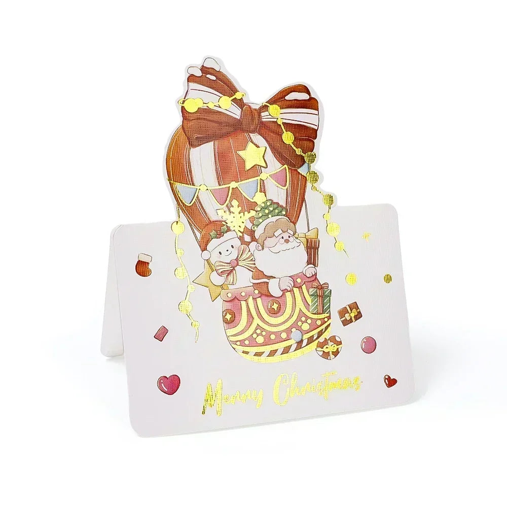 Christmas Cards Greeting Invitations Foldable Bronzing Gifts Letter Home Xmas Party Envelope Decoration Accessories Wholesale