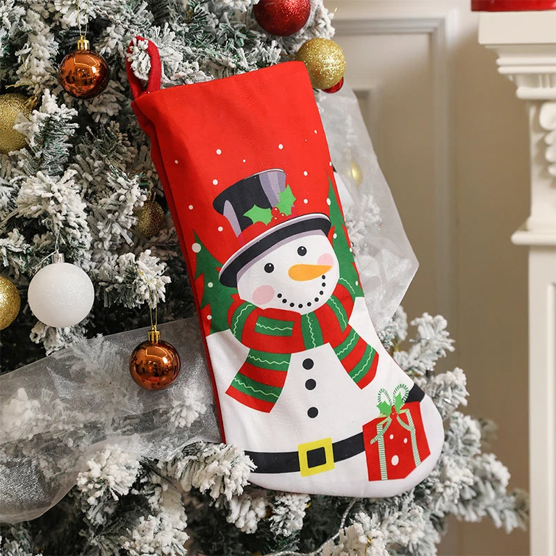 1Pcs 45cm Christmas Stockings Classic Large Stockings Santa Claus Snowman for Home Family Party Xmas Decor 2025 New Year Gifts