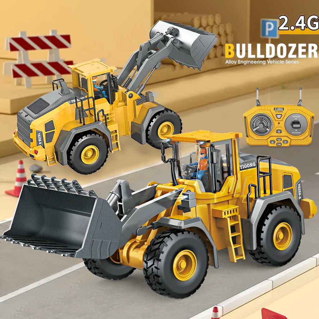 2.4G Remote Controlled Bulldozer Nine Channel Loading Vehicle Simulation Excavation Engineering Gifts for 6+ Children