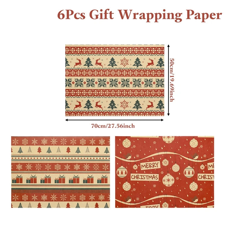 Christmas Wrapping Paper 50*70cm Christmas Kraft Paper Gift Wrap with Snowflake for Xmas Party Gift Packing DIY Crafts Papers