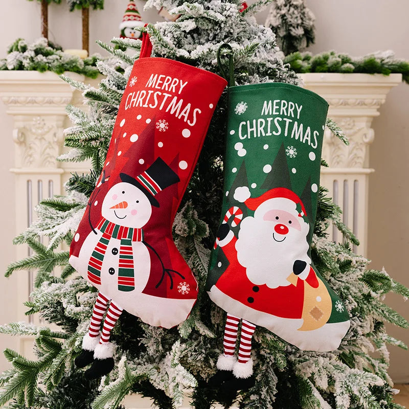 Christmas Stocking Large Stockings Santa Snowman Candy Gift Socks Tree Ornament Decorations for Family Holiday Xmas Party Decor