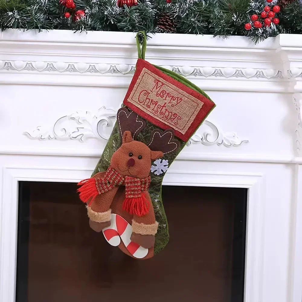 Christmas Stocking Classic Large Stockings Santa Snowman Reindeer Xmas Character for Family Holiday Christmas Party Decorations
