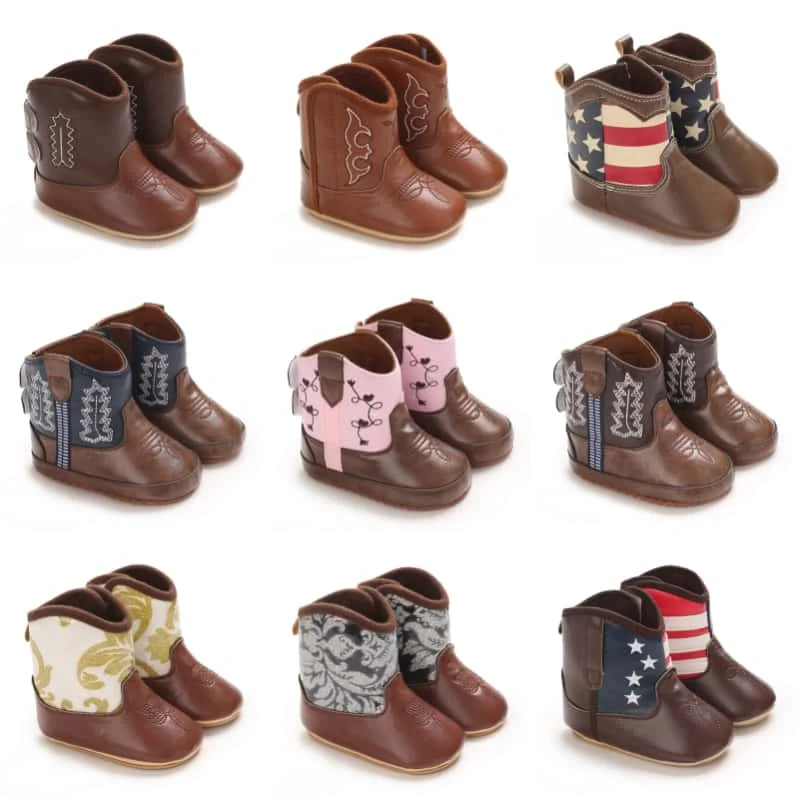 Baby Cowboy Boots - Western Style | Soft soled First Walking Shoes for Newborns and Preschoolers