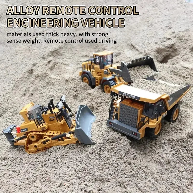 New Remote Control Engineering Vehicle Crawler Truck Bulldozer Toys RC Excavator Dumper Car 2.4G For Boys Kids Holiday Toy Gifts
