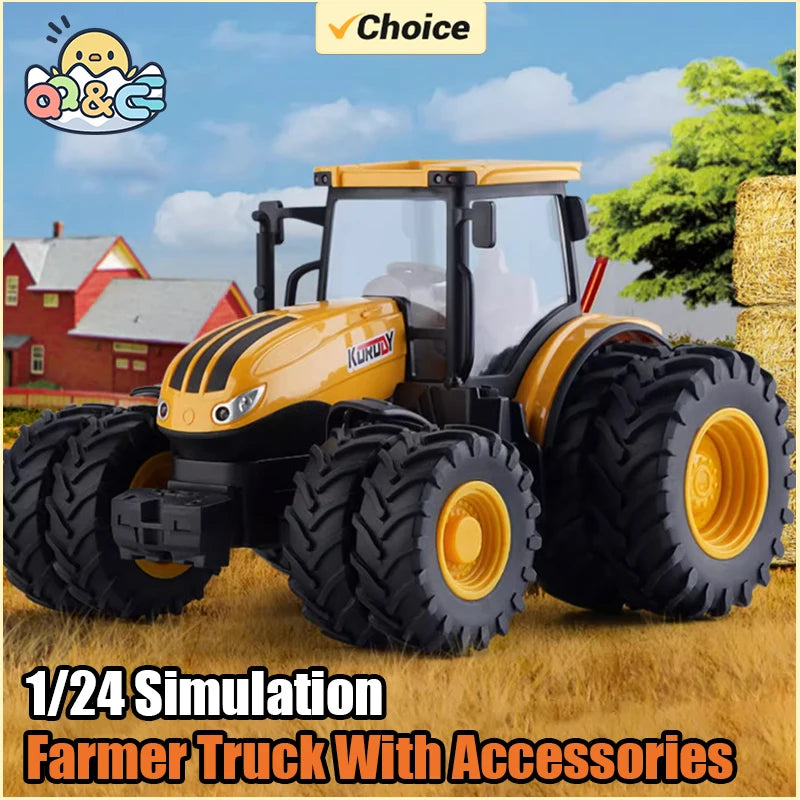 Farmer Truck 1/24 Inertia Farmer's Combined Soil Preparation Vehicle For Kids Scene Simulation Toys for Boys Christmas Gifts