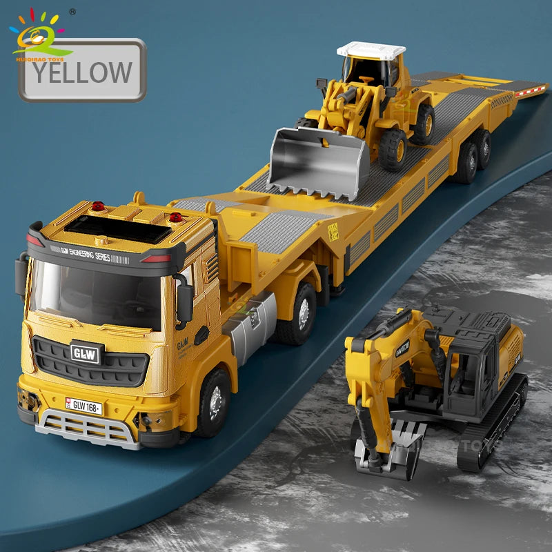 1:40 Scale Die-Cast Tow Truck Model with Excavator and Bulldozer Inertia-Driven with Sound and Light Effects Boys' Toy Gift